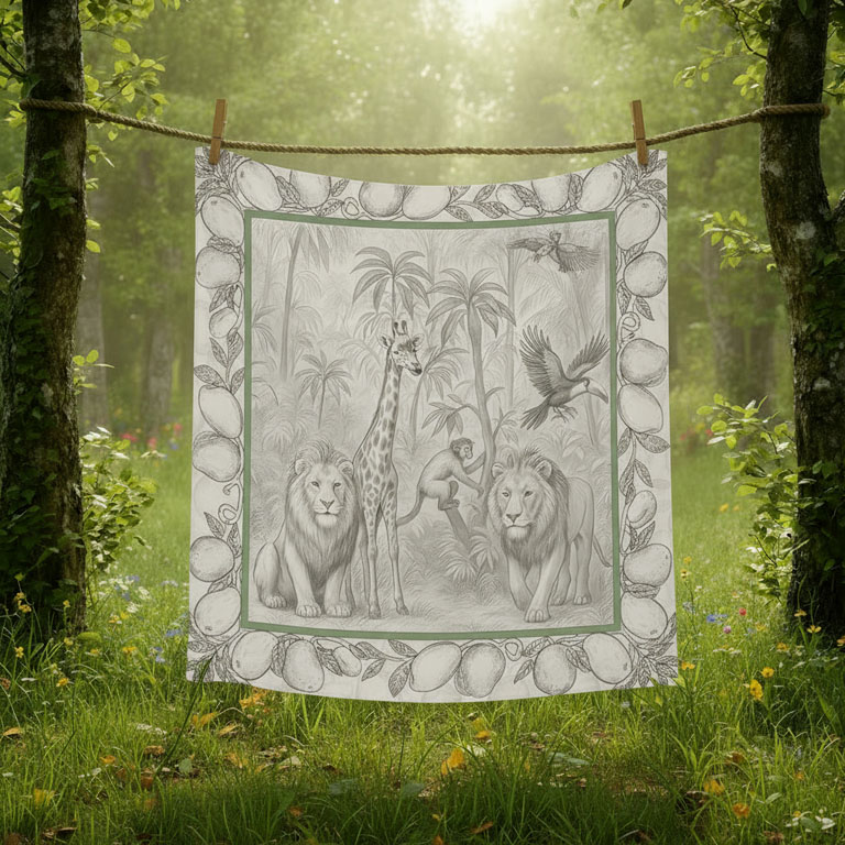 Cobija La Jirafa y el León - 100% Algodón - Personalizable
