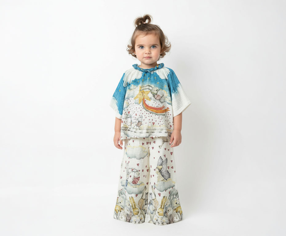 Campanita Set Pantalón Conejos Arcoíris